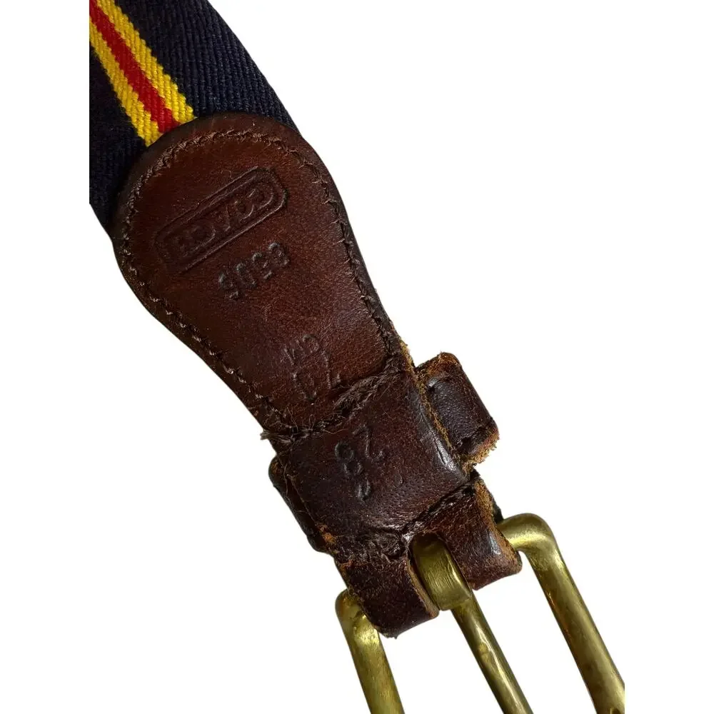 Vintage Coach Belt Navy Stripe Stretch Leather Trim 28